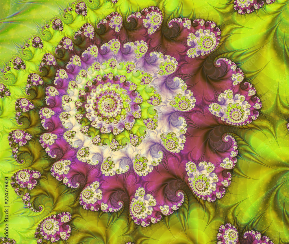 Poster abstract digital artwork. patterns of nature. jewels and seashells theme. technologies of fractal gr
