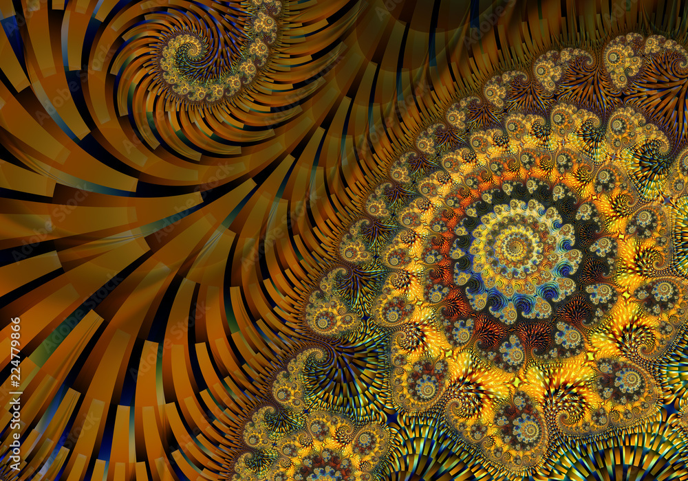 Poster abstract digital artwork. patterns of nature. jewels and seashells theme. technologies of fractal gr