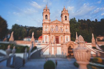 Fototapeta premium View of Bom Jesus do Monte, a Portuguese sanctuary cathedral in Tenoes, outside the city of Braga, in northern Portugal