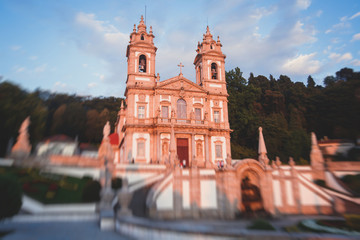 Fototapeta na wymiar View of Bom Jesus do Monte, a Portuguese sanctuary cathedral in Tenoes, outside the city of Braga, in northern Portugal