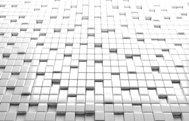 Abstract geometric shape of white cubes 3d render