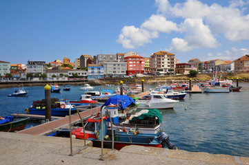 Camarinas, GALICIA, SPAIN - JULY 11, 2018: The port of Camarinas with fishing boats