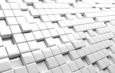 Abstract geometric shape of white cubes 3d render background