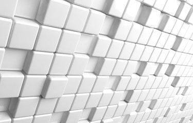 Abstract geometric shape of white cubes 3d render background