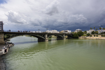 view of the Guadalquivir river in Seville, Andalucia, Spain.