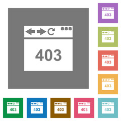 Browser 403 forbidden square flat icons
