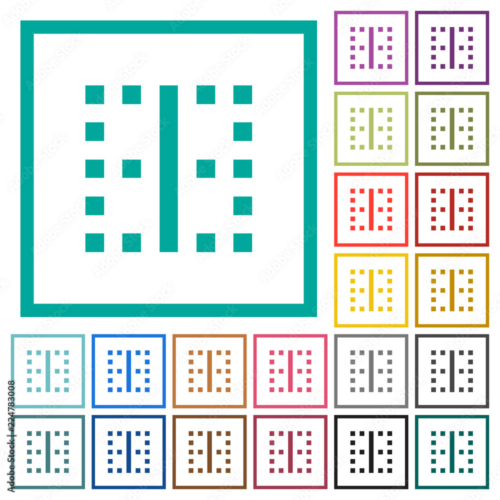 Poster vertical border flat color icons with quadrant frames