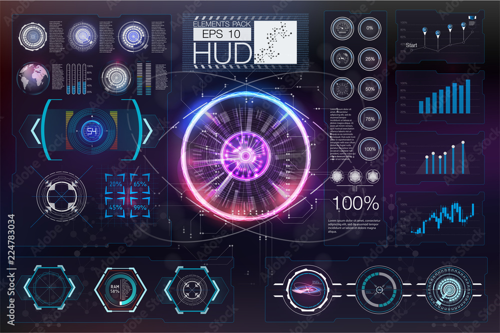Poster hud elements,graph.vector illustration.head-up display elements for the web.
