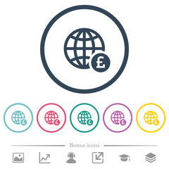 Fototapeta premium Online Pound payment flat color icons in round outlines