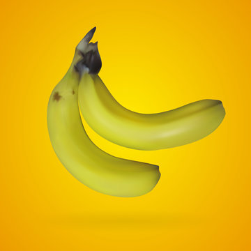 Realistic mesh banana with yellow backgrounds, vector, illustration, eps file