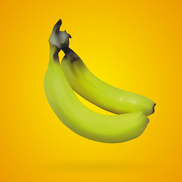 Realistic mesh banana with yellow backgrounds, vector, illustration, eps file