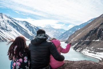 Family View Landscape Embalse Del Yeso Chile Cajon Del Maipo