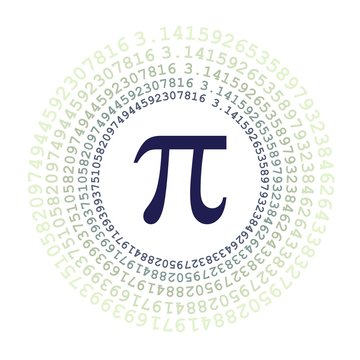 The Pi symbol mathematical constant irrational number on circle, greek letter