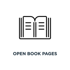 Open book pages icon. Linear simple element illustration. Librar