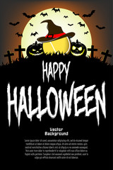 Tennis ball with witch hat and happy Hallowen