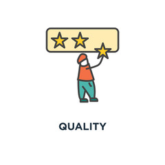 quality icon, the character makes an assessment, evaluation, review, outline cute modern,, satisfaction stars rating