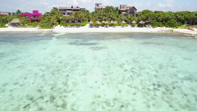 Tulum Mexico Caribbean Beach Houses Aerial Drone