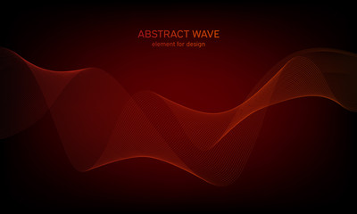 Abstract wave element for design. Digital frequency track equalizer. Stylized line art background. Colorful shiny wave with lines created using blend tool. Curved wavy line, smooth stripe. Vector.
