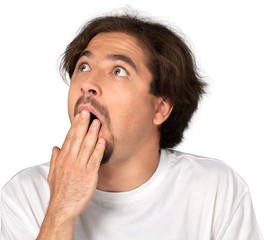 Obraz premium Portrait of a Shocked Man Looking Up