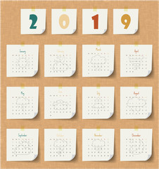 2019 Modern calendar template .Vector/illustration.