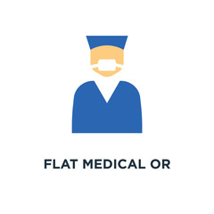 flat medical or with male doctor surgeon icon. flat medical or with male doctor surgeon concept symbol design, vector illustration