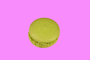 French macaroon isolated on the pink background