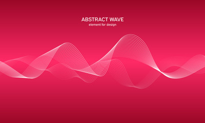Abstract wave element for design. Digital frequency track equalizer. Stylized line art background. Colorful shiny wave with lines created using blend tool. Curved wavy line, smooth stripe. Vector.