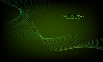 Abstract wave element for design. Digital frequency track equalizer. Stylized line art background. Colorful shiny wave with lines created using blend tool. Curved wavy line, smooth stripe. Vector.