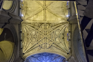 
details of the inside of the cathedral of Seville, Andalucia, Spain.
