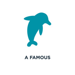 Naklejka premium a famous spectacular dolphin jump icon. flat concept symbol design, vector illustration