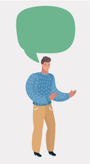 portrait of happy young man, speech bubble