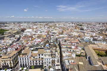 view of the roofs of Seville, Andalusia, Spain.