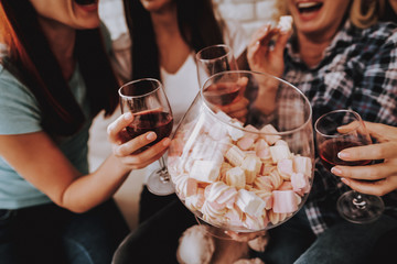 Marshmallows in Big Glass. Happy Day 8 March.
