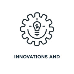 innovations and fintech linear icon. innovations and fintech lin