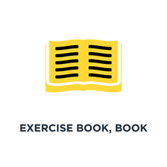 exercise book, book icon. education, book concept symbol design,