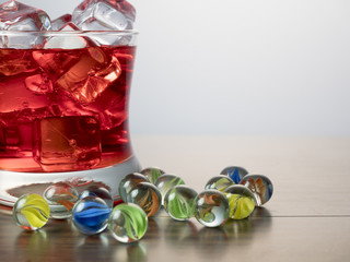 beads in glass