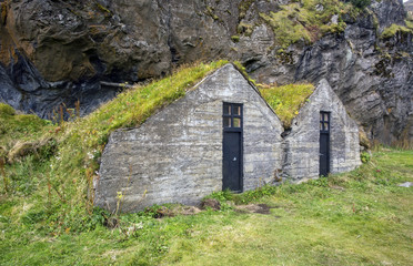 Primitive turf-roof houses