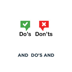 red and green do's and don'ts bubble icon, symbol simple cartoon trend modern info logotype graphic design concept of rules of conduct for people like fail or incorrect decision
