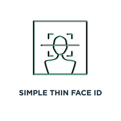 simple thin face id scan icon, symbol stroke trend modern software ui logotype graphic linear design concept of fast future facial scanner for smart phone or laptop