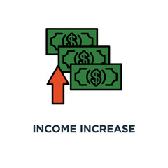 income increase icon. financial strategy, revenue growth, interest rate, loan installment concept symbol design, high return on investment, budget balance, fund raising