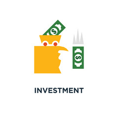 investment precaution icon. money loss concept symbol design, risk assessment, financial debt, fund mismanagement, venture capital vector illustration