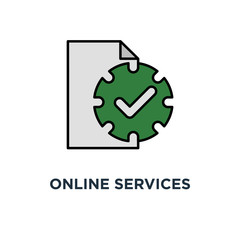 online services icon. phone message notification, fill up form list, advertising, stroke concept symbol design, receive authentication code, send sms, web site promotion