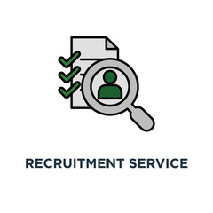 recruitment service icon. human resources, staff search, questionnaire check box, thin stroke concept symbol design, choose candidate, fill vacancy, employment,