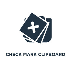 Obraz premium check mark clipboard icon. task done, questionnaire form, quick opinion poll, enroll in education program concept symbol design, tick, complete test, fast service, brief summary vector illustration