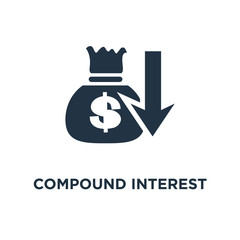 compound interest icon.budget management, savings account concept symbol design, financial investments stock market, future income growth, revenue increase, money return vector illustration