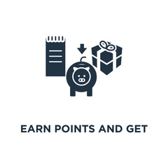 earn points and get reward icon. loyalty program concept symbol design, marketing, thin stroke vector illustration