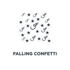 falling confetti pattern icon. abstract background concept symbol design, minimalist festive decoration, celebration backdrop vector illustration