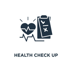 health check up checklist icon. cardiovascular disease prevention test, electrocardiography service, undergo ecg procedure, medical checkup clipboard vector illustration