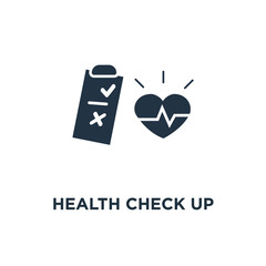 health check up checklist icon. cardiovascular disease prevention test, heart diagnostic, electrocardiography service, undergo ecg procedure, medical checkup clipboard vector illustration