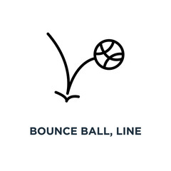 bounce ball, line sign icon. eps10 concept symbol design, vector illustration